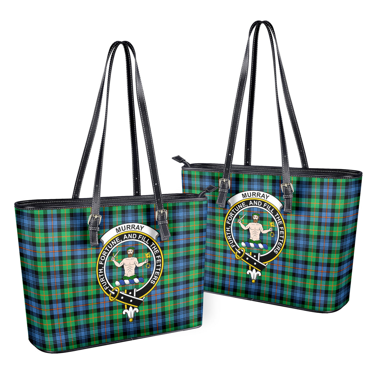 Murray of Atholl Ancient Tartan Crest Leather Tote Bag