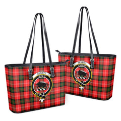 Nesbitt Modern Tartan Crest Leather Tote Bag