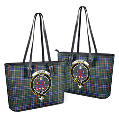 Ogilvie Hunting Modern Tartan Crest Leather Tote Bag