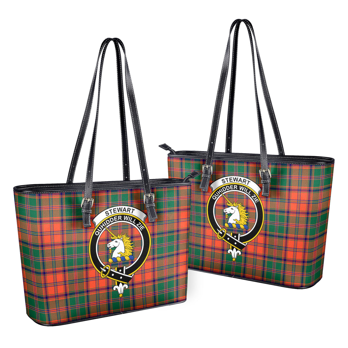 Stewart of Appin Ancient Tartan Crest Leather Tote Bag