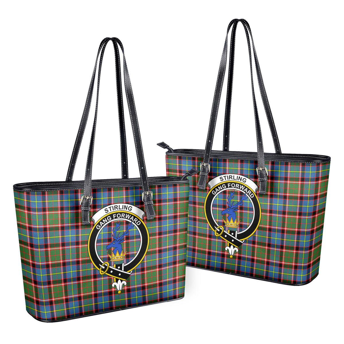 Stirling (of Cadder-Present Chief) Tartan Crest Leather Tote Bag