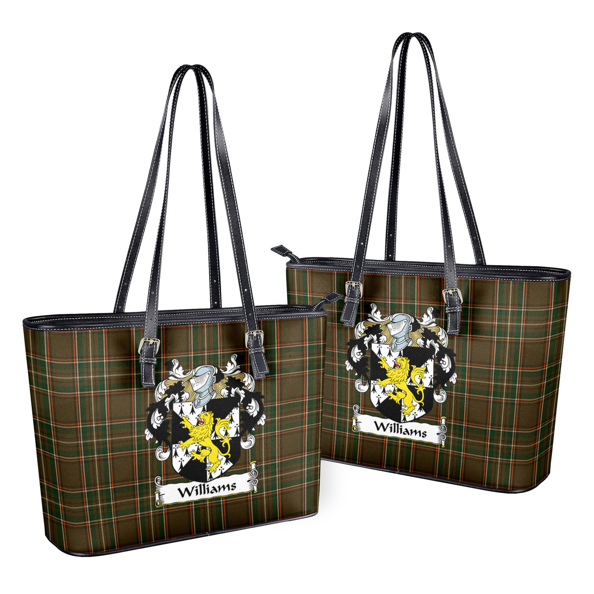 Williams Tartan Crest Leather Tote Bag