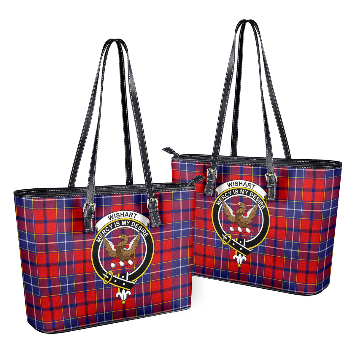 Wishart Dress Tartan Crest Leather Tote Bag