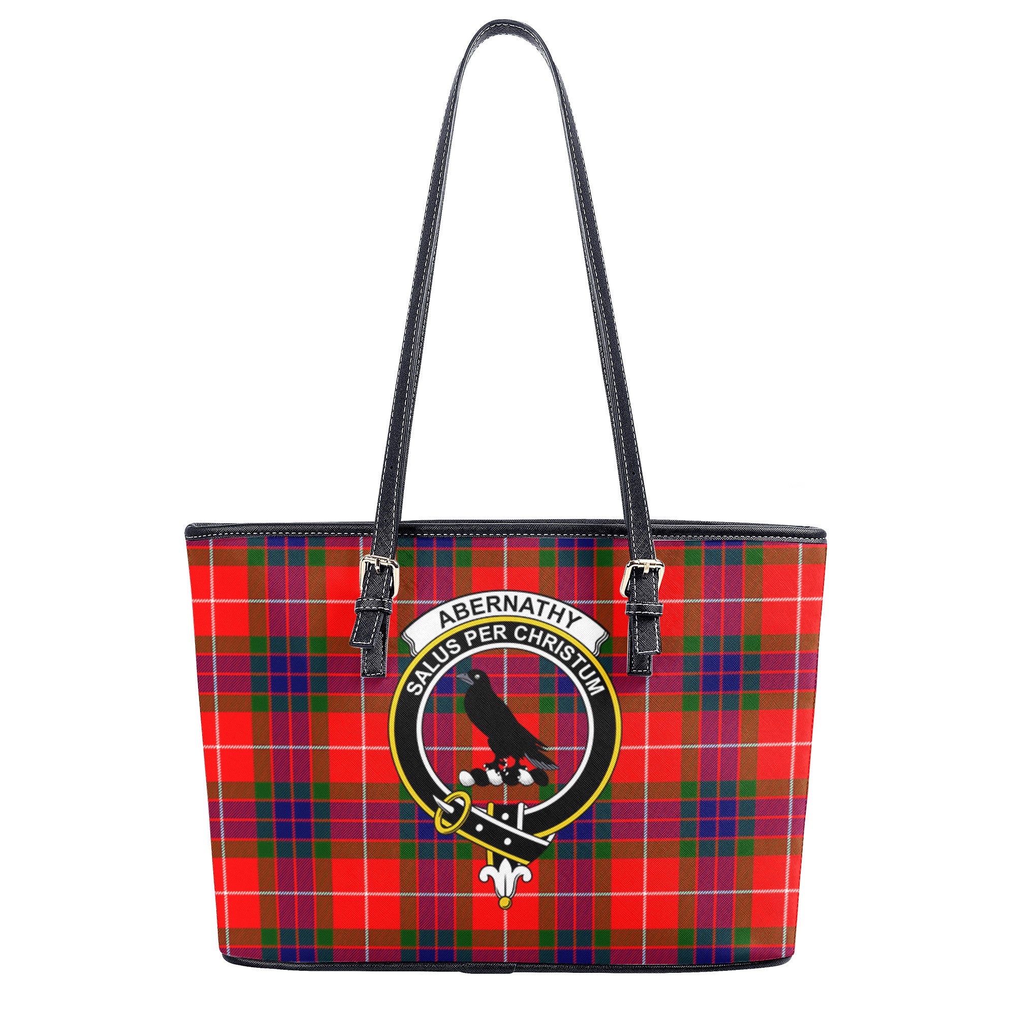 Abernathy Tartan Crest Leather Tote Bag