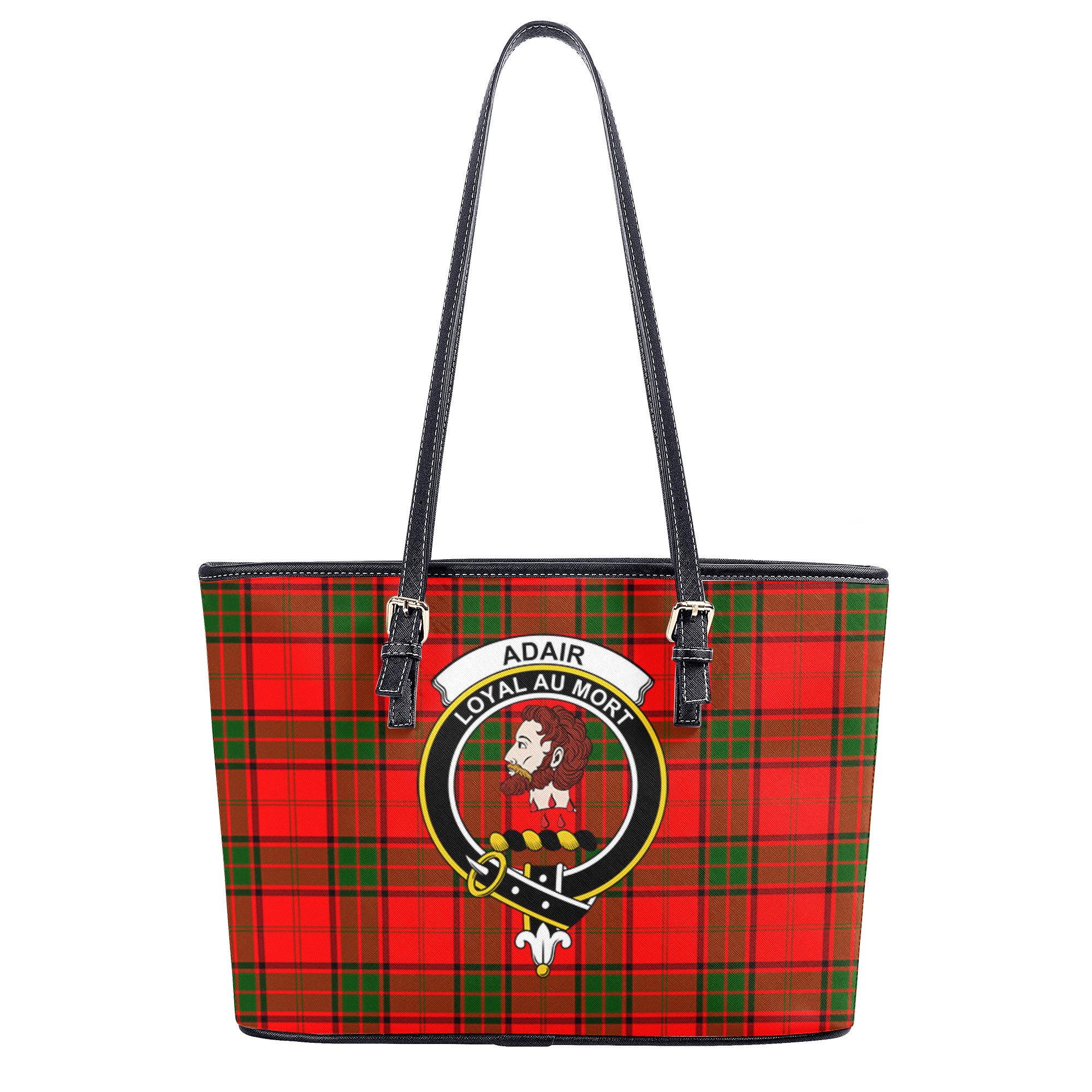 Adair Modern Tartan Crest Leather Tote Bag