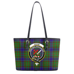 Adam Tartan Crest Leather Tote Bag