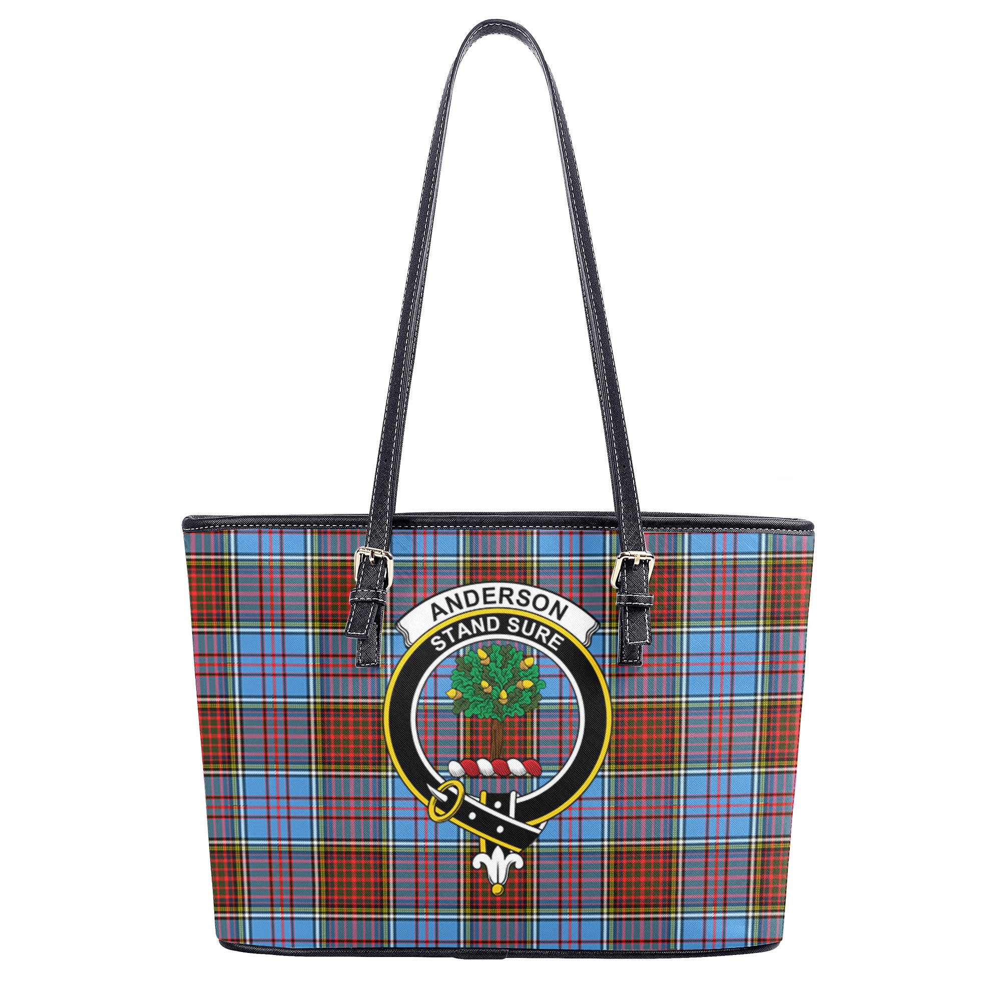 Anderson Modern Tartan Crest Leather Tote Bag