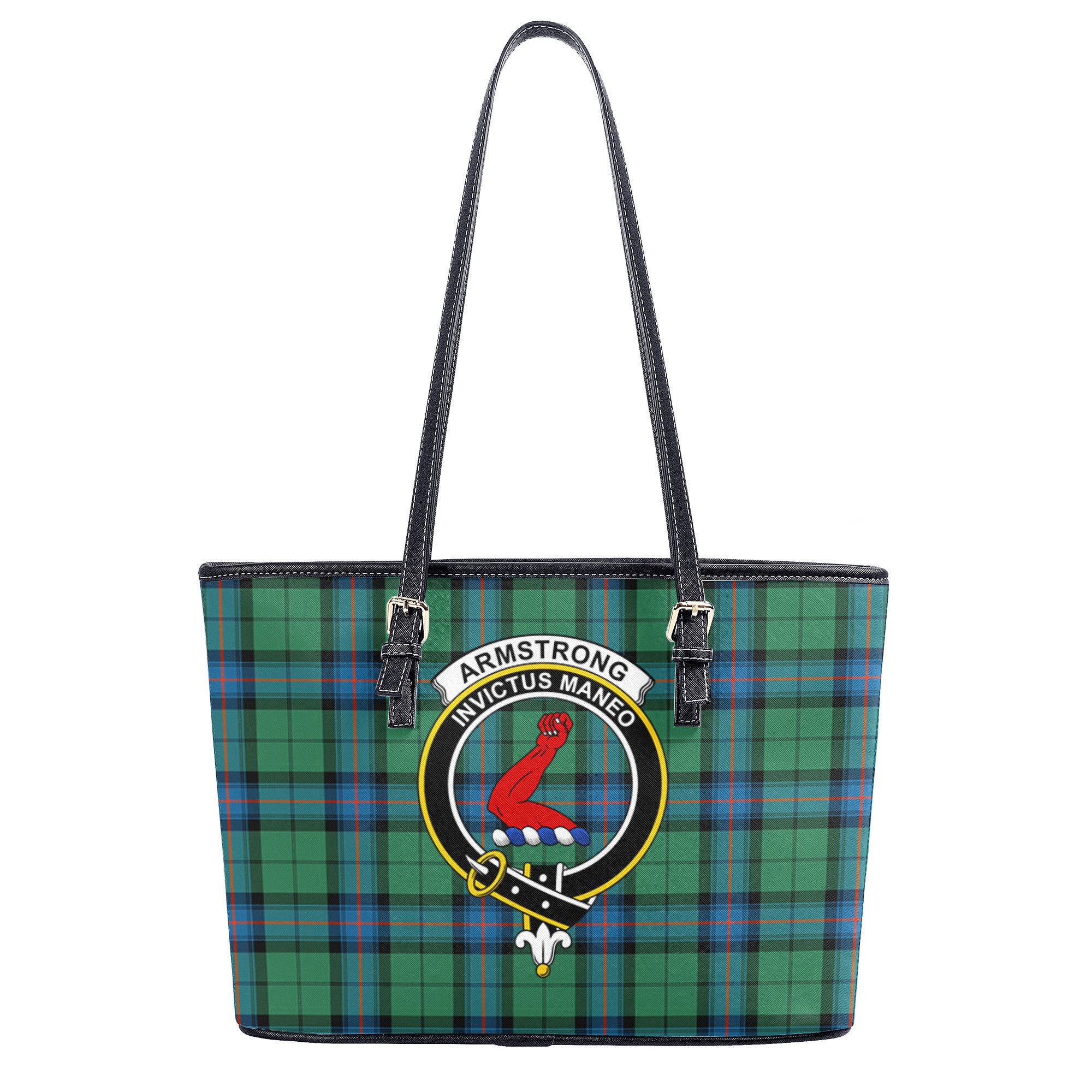 Armstrong Ancient Tartan Crest Leather Tote Bag