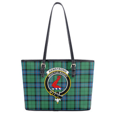 Armstrong Ancient Tartan Crest Leather Tote Bag