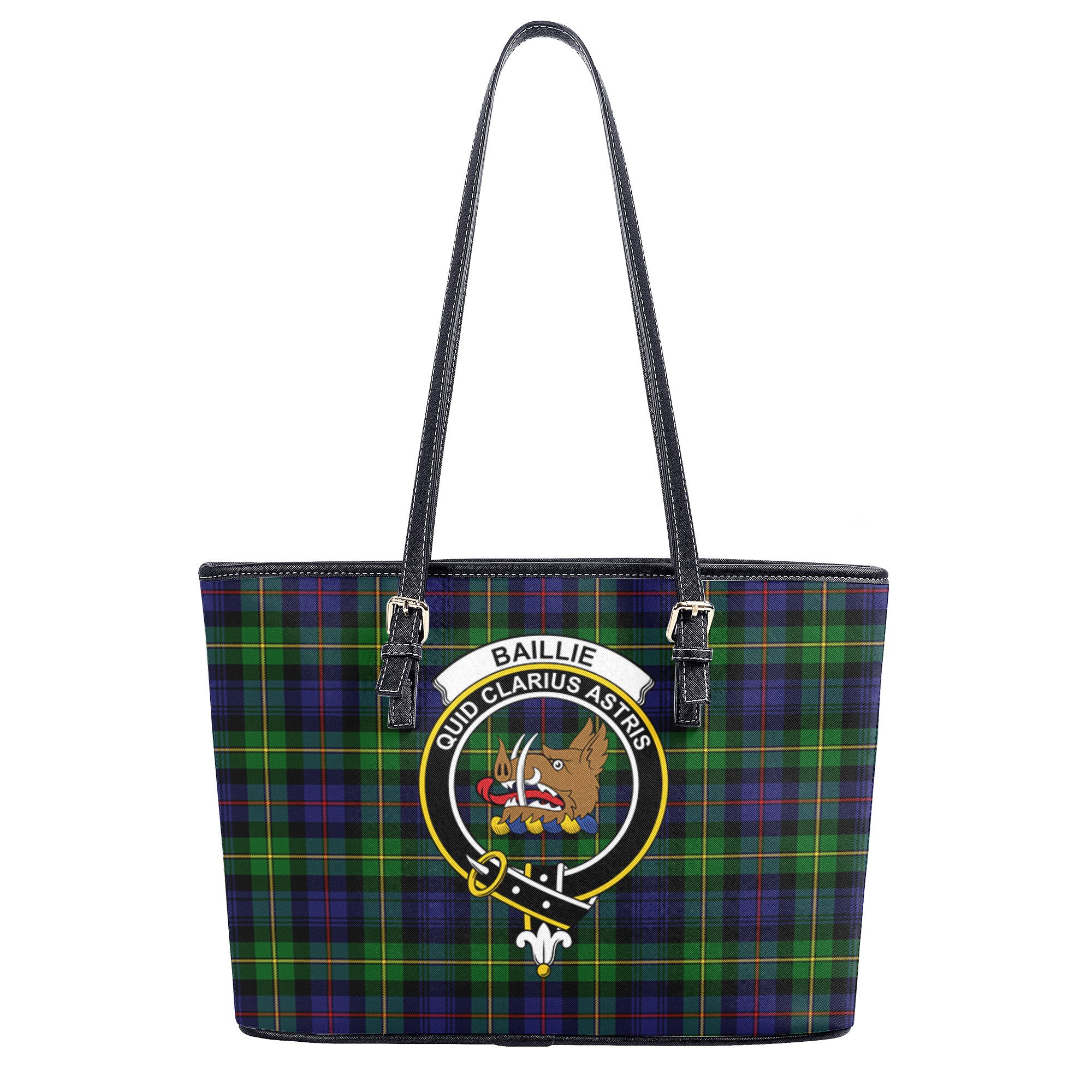 Baillie Tartan Crest Leather Tote Bag