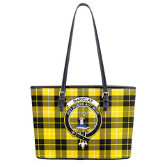 Barclay Dress Modern Tartan Crest Leather Tote Bag