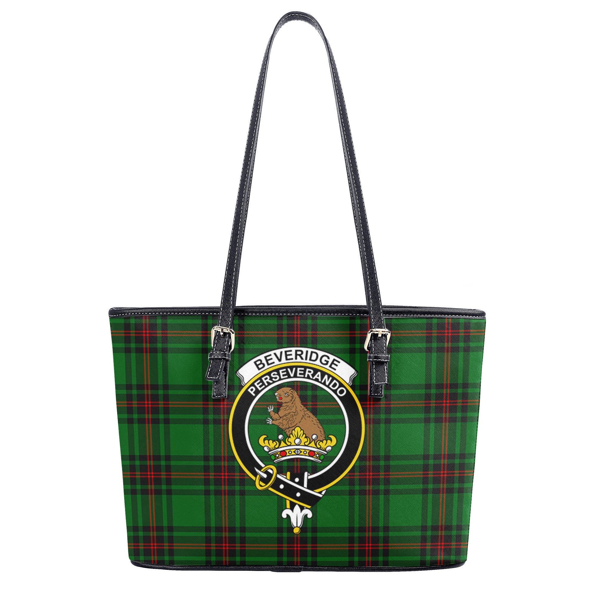 Beveridge Tartan Crest Leather Tote Bag