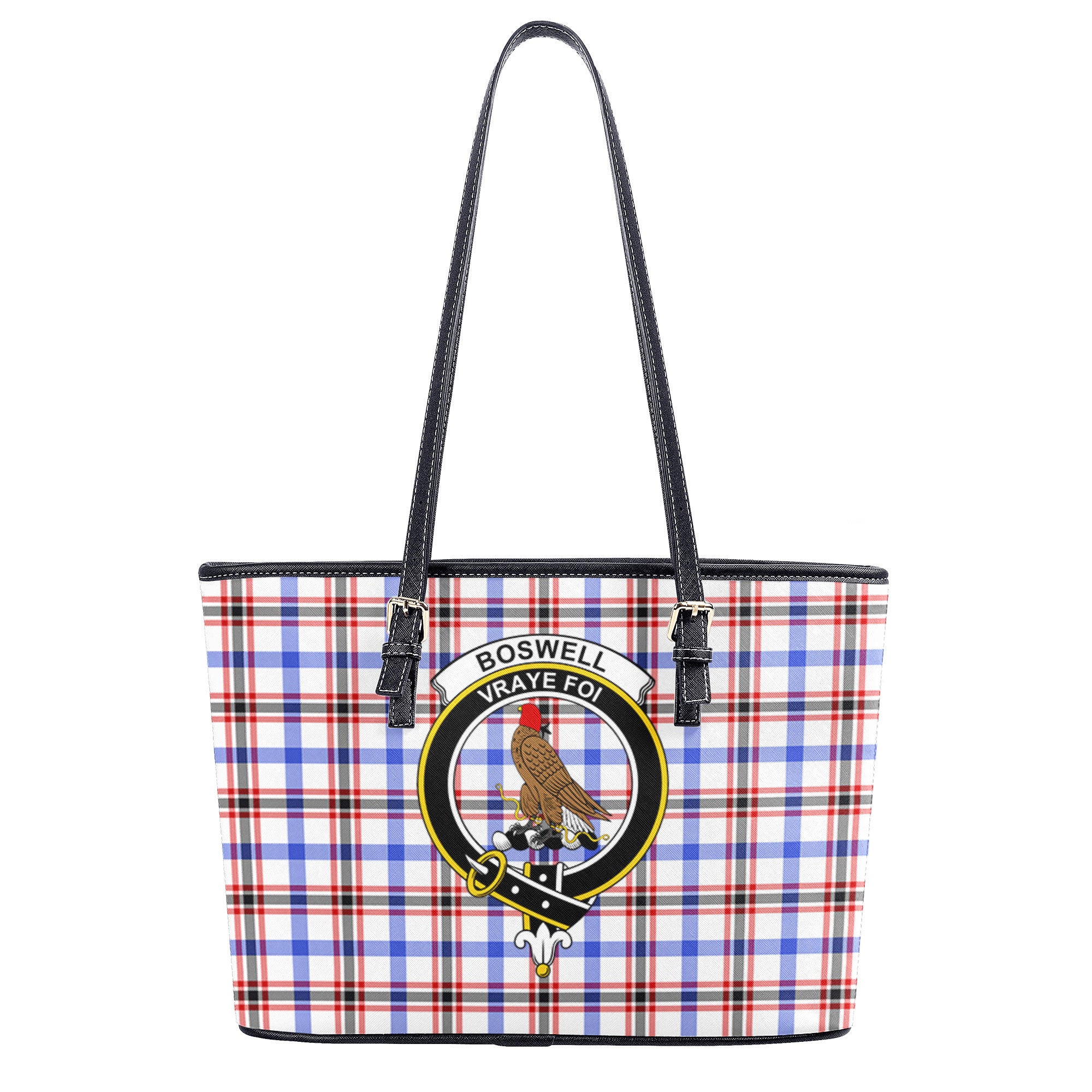 Boswell Modern Tartan Crest Leather Tote Bag