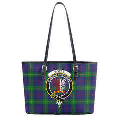 Boyle Tartan Crest Leather Tote Bag