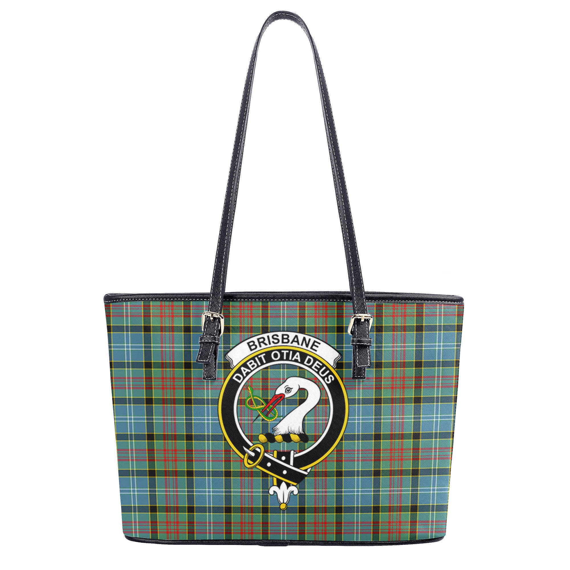 Brisbane Tartan Crest Leather Tote Bag