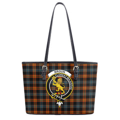 Broun Ancient Tartan Crest Leather Tote Bag