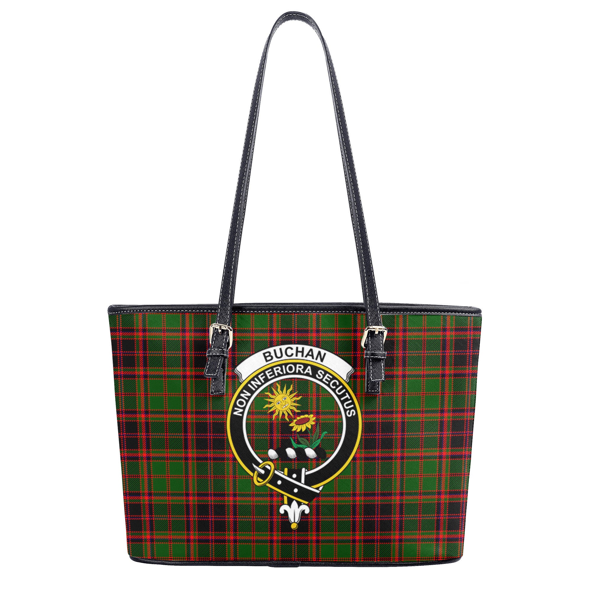 Buchan Modern Tartan Crest Leather Tote Bag