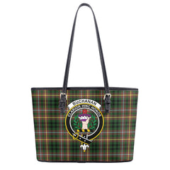 Buchanan Hunting Tartan Crest Leather Tote Bag