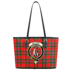 Butter Tartan Crest Leather Tote Bag