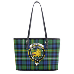 Campbell Argyll Ancient Tartan Crest Leather Tote Bag