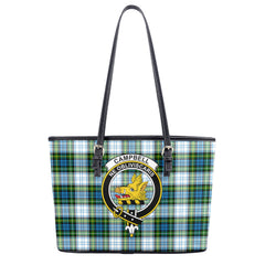 Campbell Dress Tartan Crest Leather Tote Bag