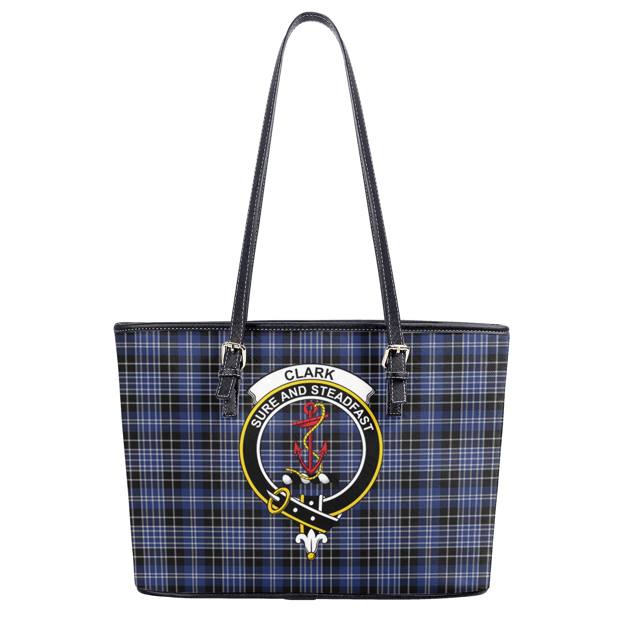 Clark Modern Tartan Crest Leather Tote Bag