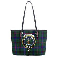 Davidson Modern Tartan Crest Leather Tote Bag