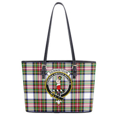 Dennistoun Tartan Crest Leather Tote Bag