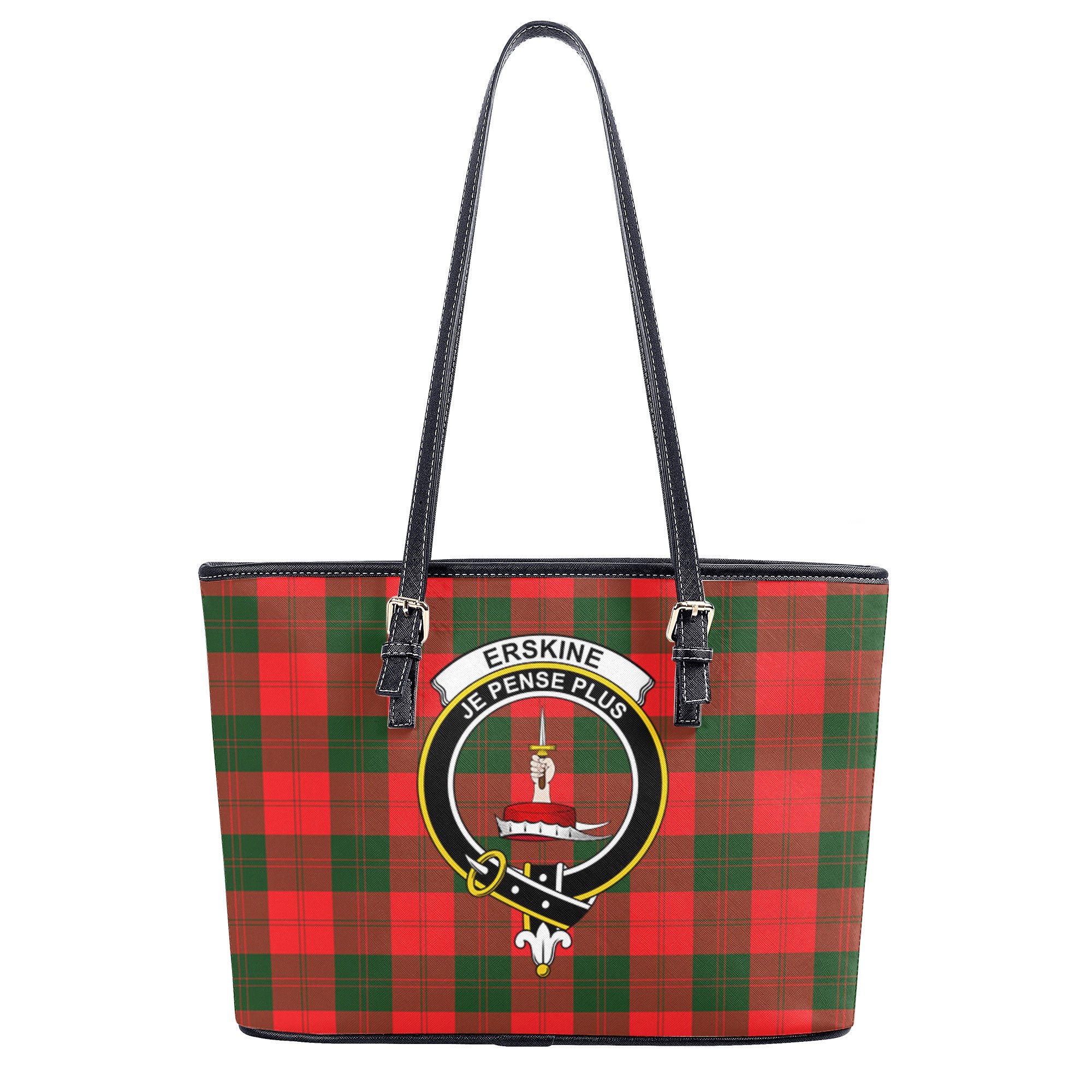 Erskine Modern Tartan Crest Leather Tote Bag