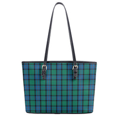 Flower of Scotland Tartan Leather Tote Bag