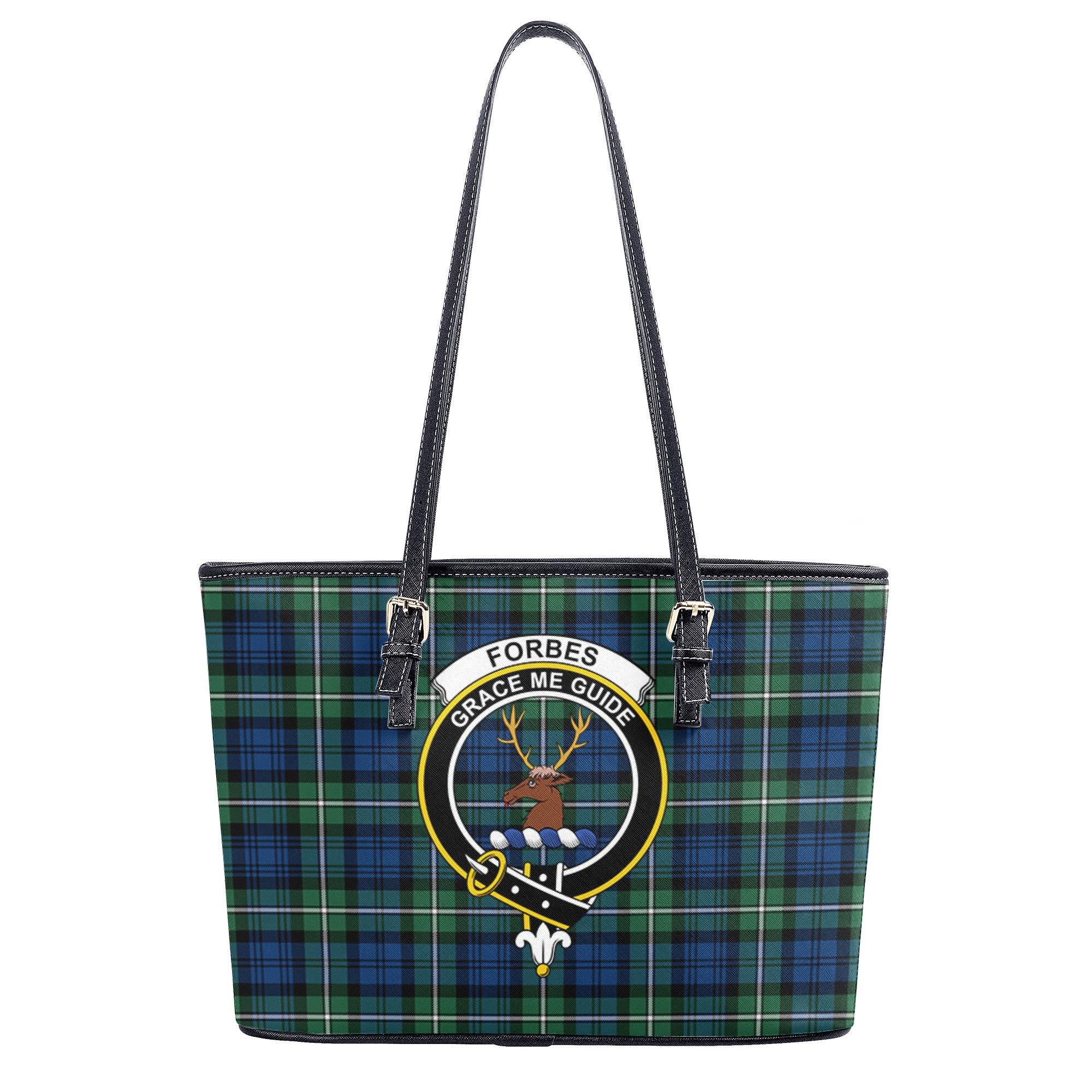 Forbes Ancient Tartan Crest Leather Tote Bag