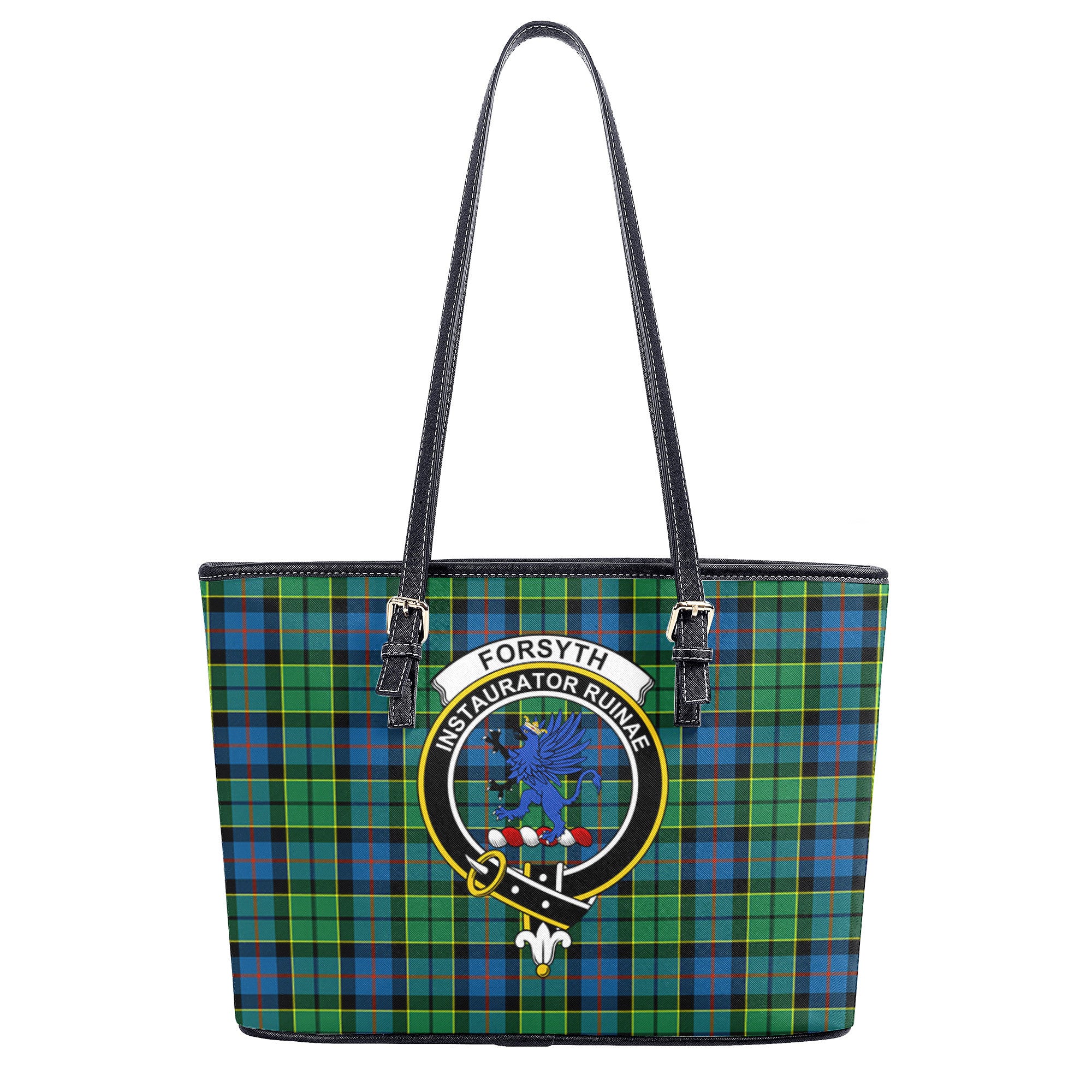 Forsyth Ancient Tartan Crest Leather Tote Bag