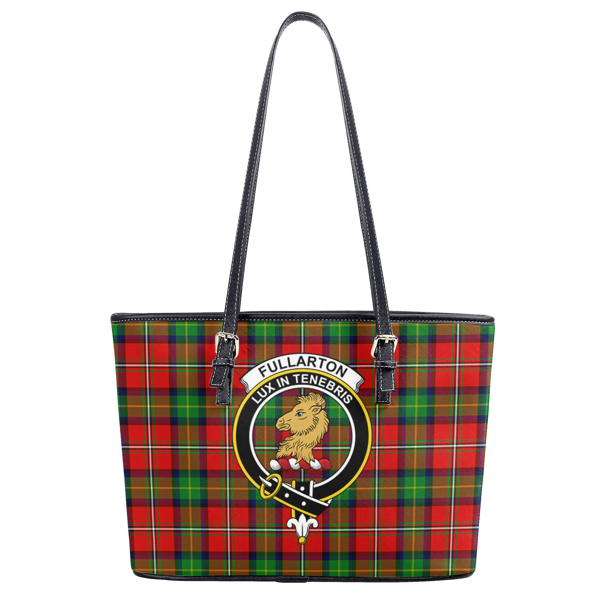 Fullarton Tartan Crest Leather Tote Bag