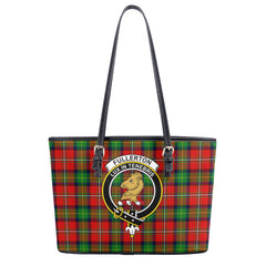 Fullerton Tartan Crest Leather Tote Bag