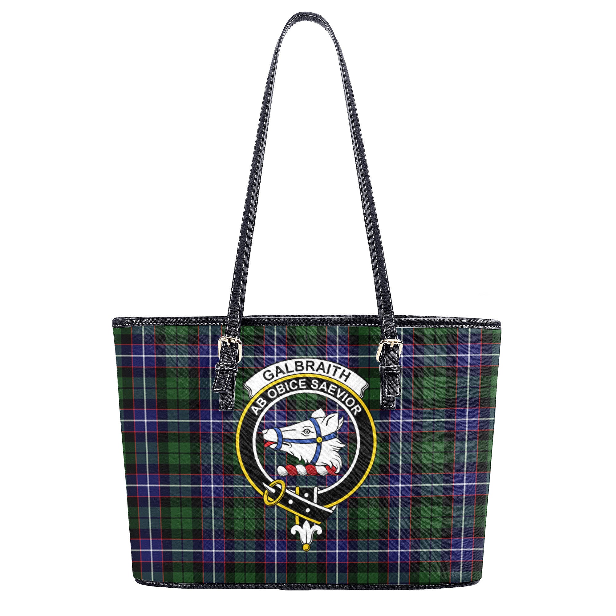 Galbraith Modern Tartan Crest Leather Tote Bag