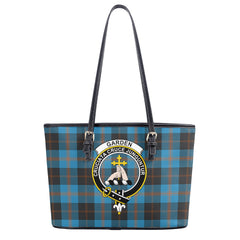 Garden Tartan Crest Leather Tote Bag