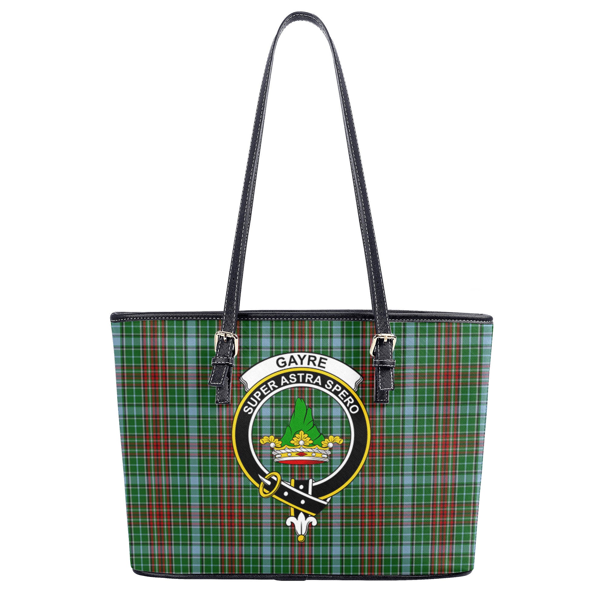 Gayre Tartan Crest Leather Tote Bag