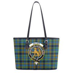 Gillies Ancient Tartan Crest Leather Tote Bag