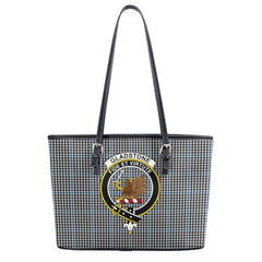 Gladstone Tartan Crest Leather Tote Bag