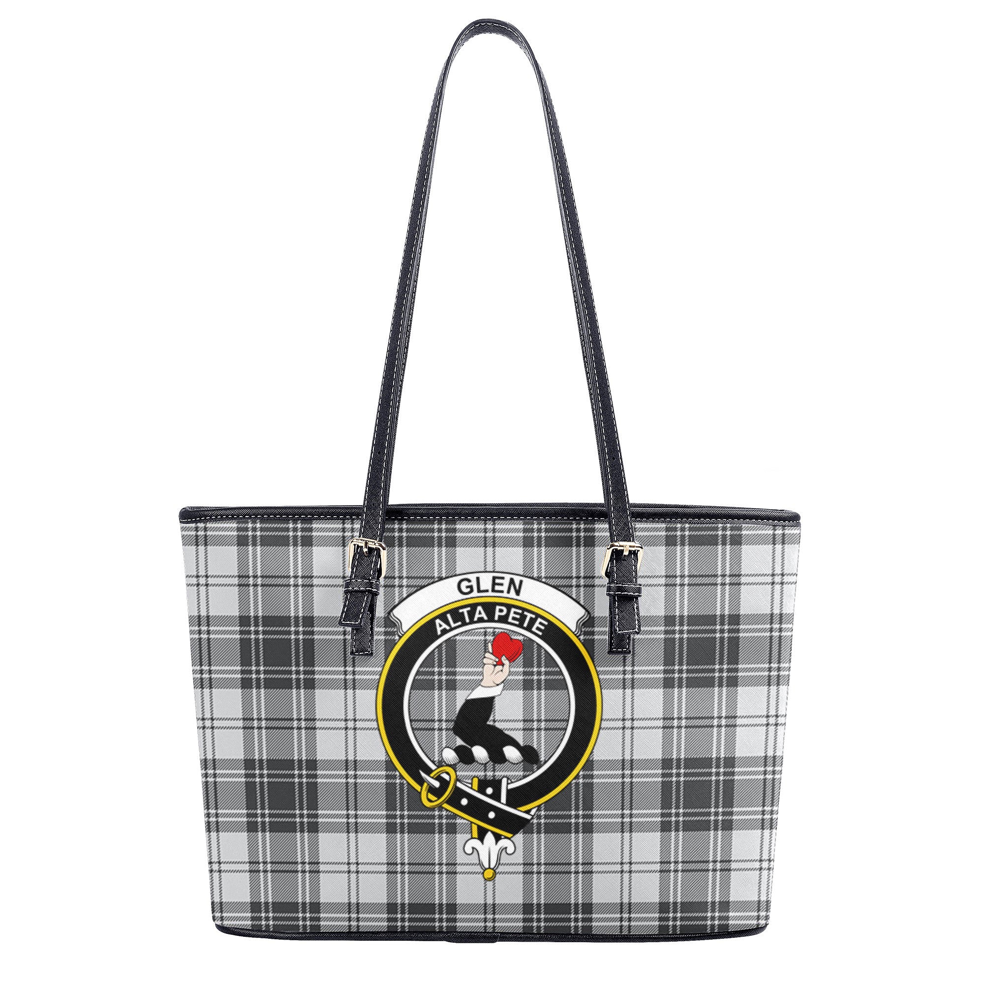 Glen Tartan Crest Leather Tote Bag