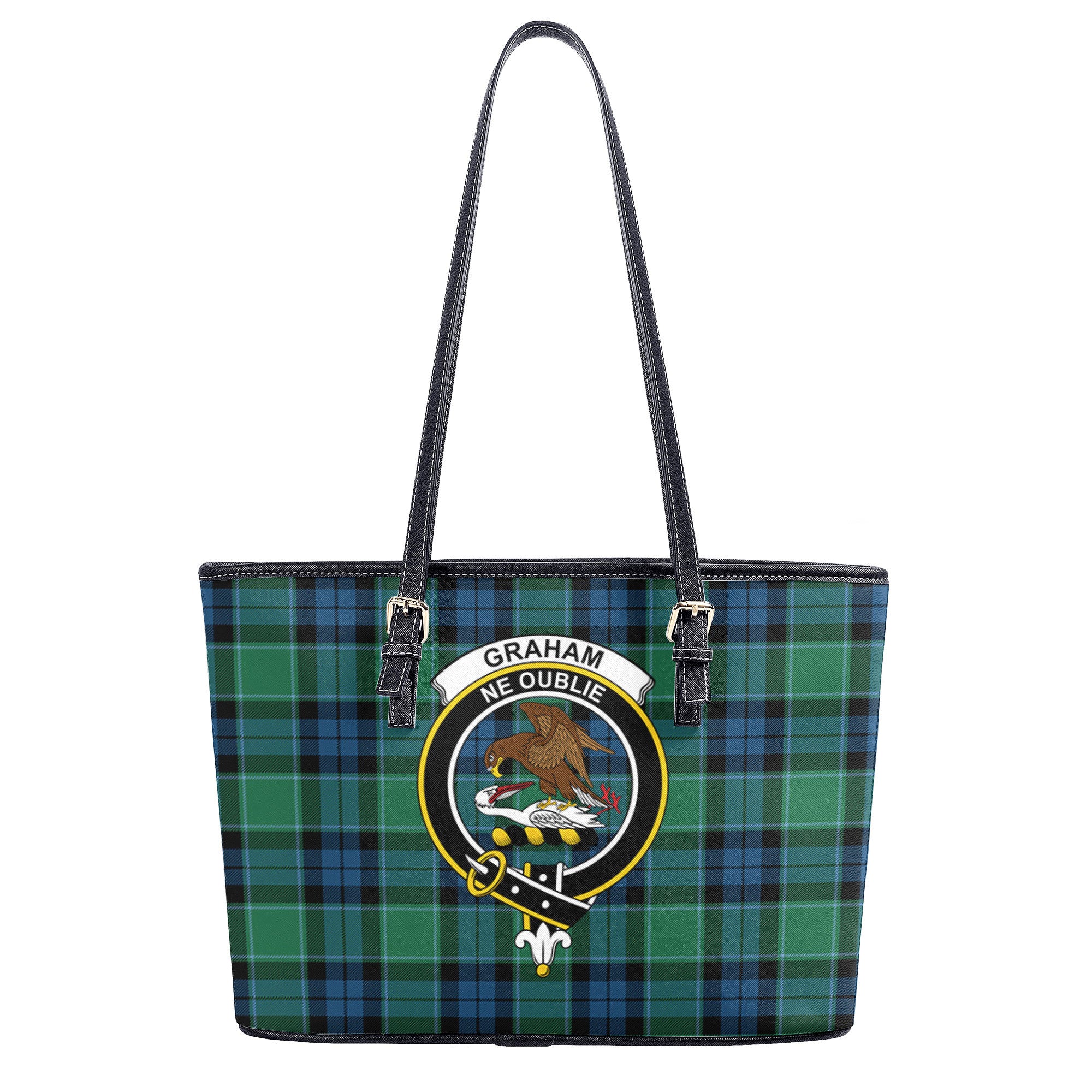 Graham of Menteith Ancient Tartan Crest Leather Tote Bag