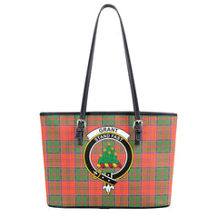 Grant Ancient Tartan Crest Leather Tote Bag