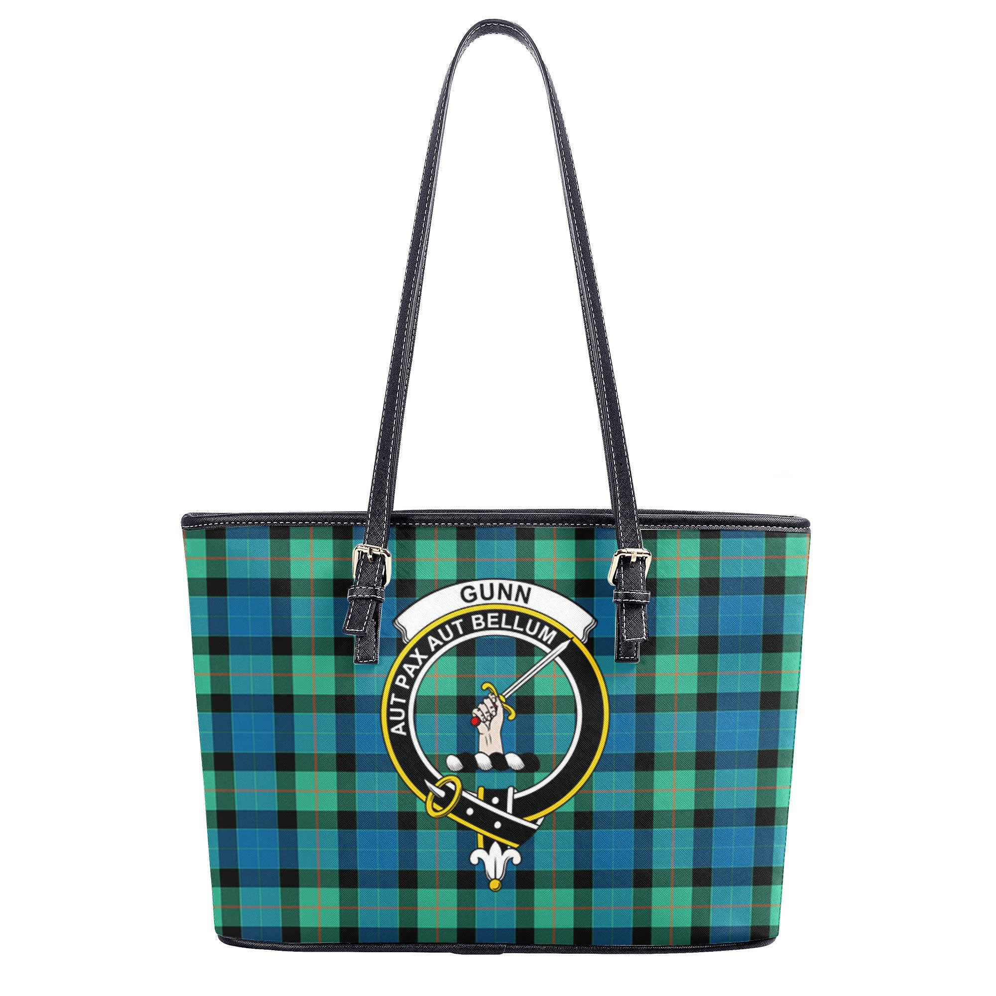 Gunn Ancient Tartan Crest Leather Tote Bag