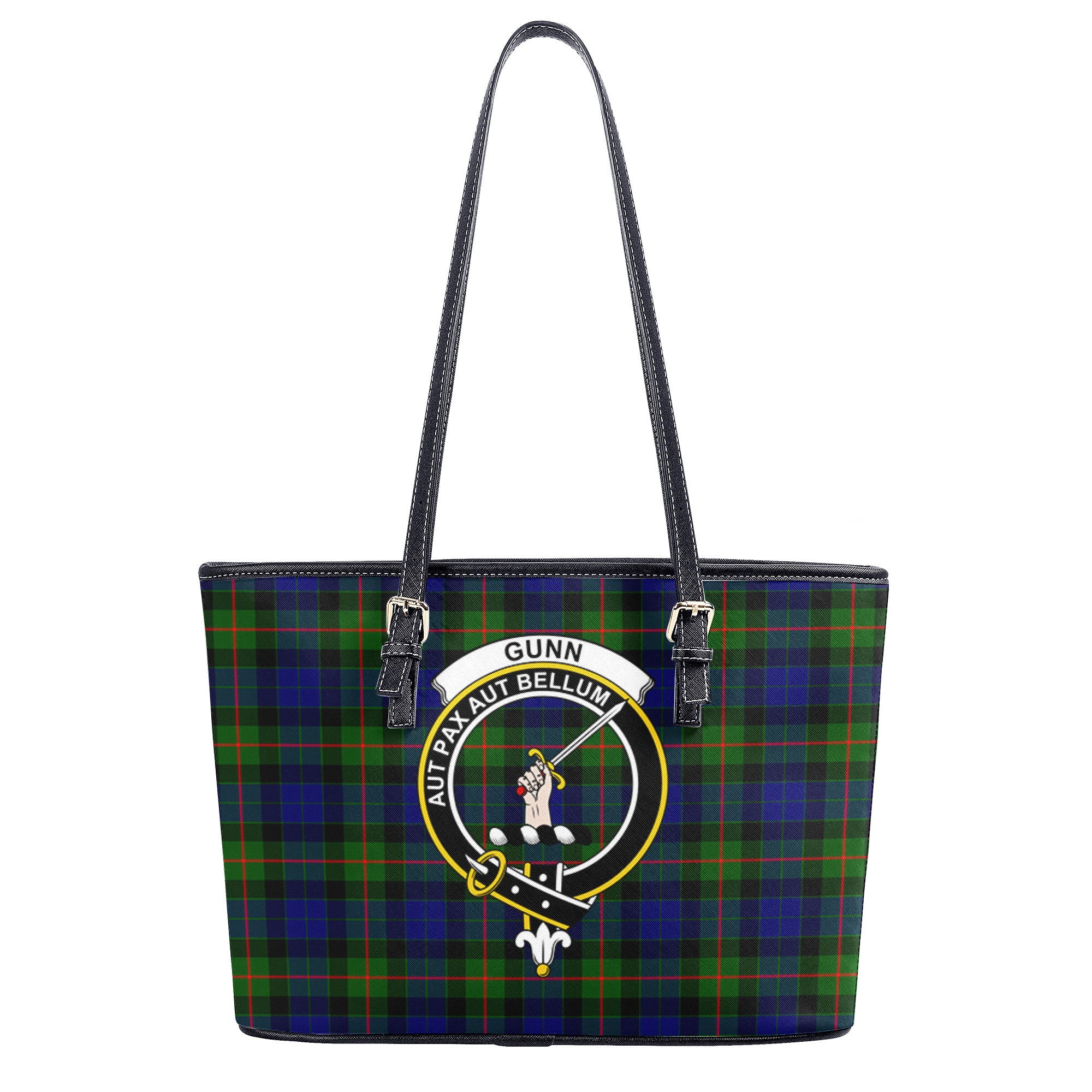 Gunn Modern Tartan Crest Leather Tote Bag