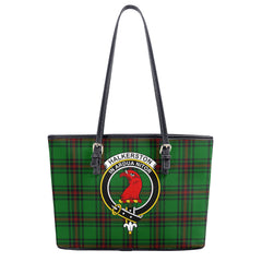 Halkerston Tartan Crest Leather Tote Bag