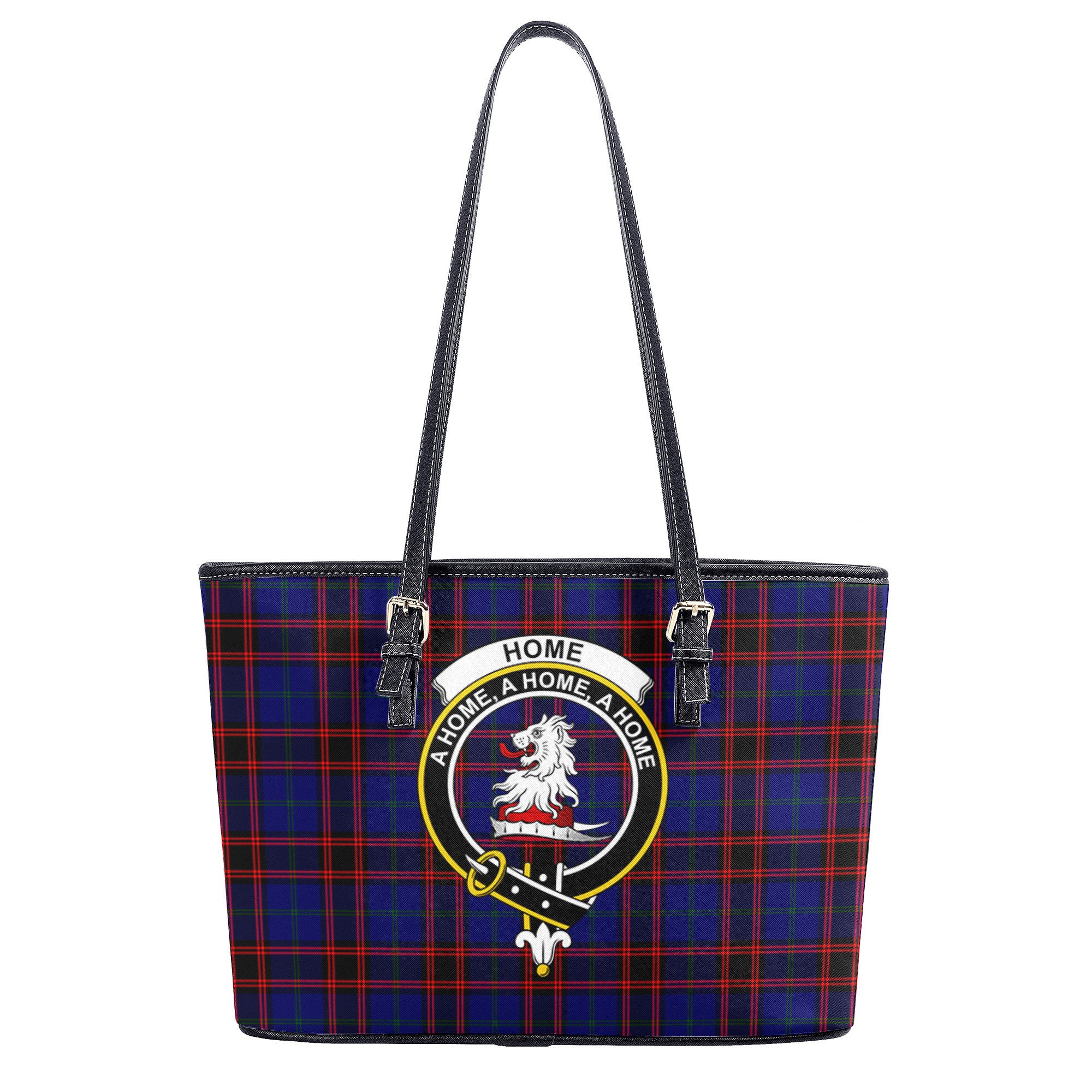 Home Modern Tartan Crest Leather Tote Bag