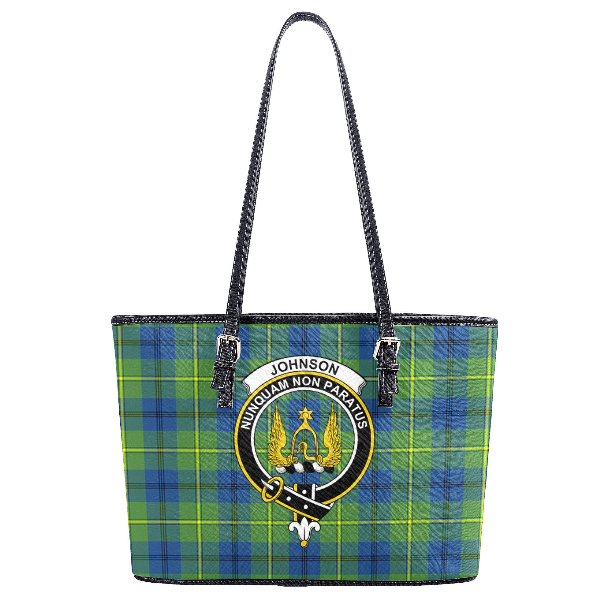 Johnson Ancient Tartan Crest Leather Tote Bag