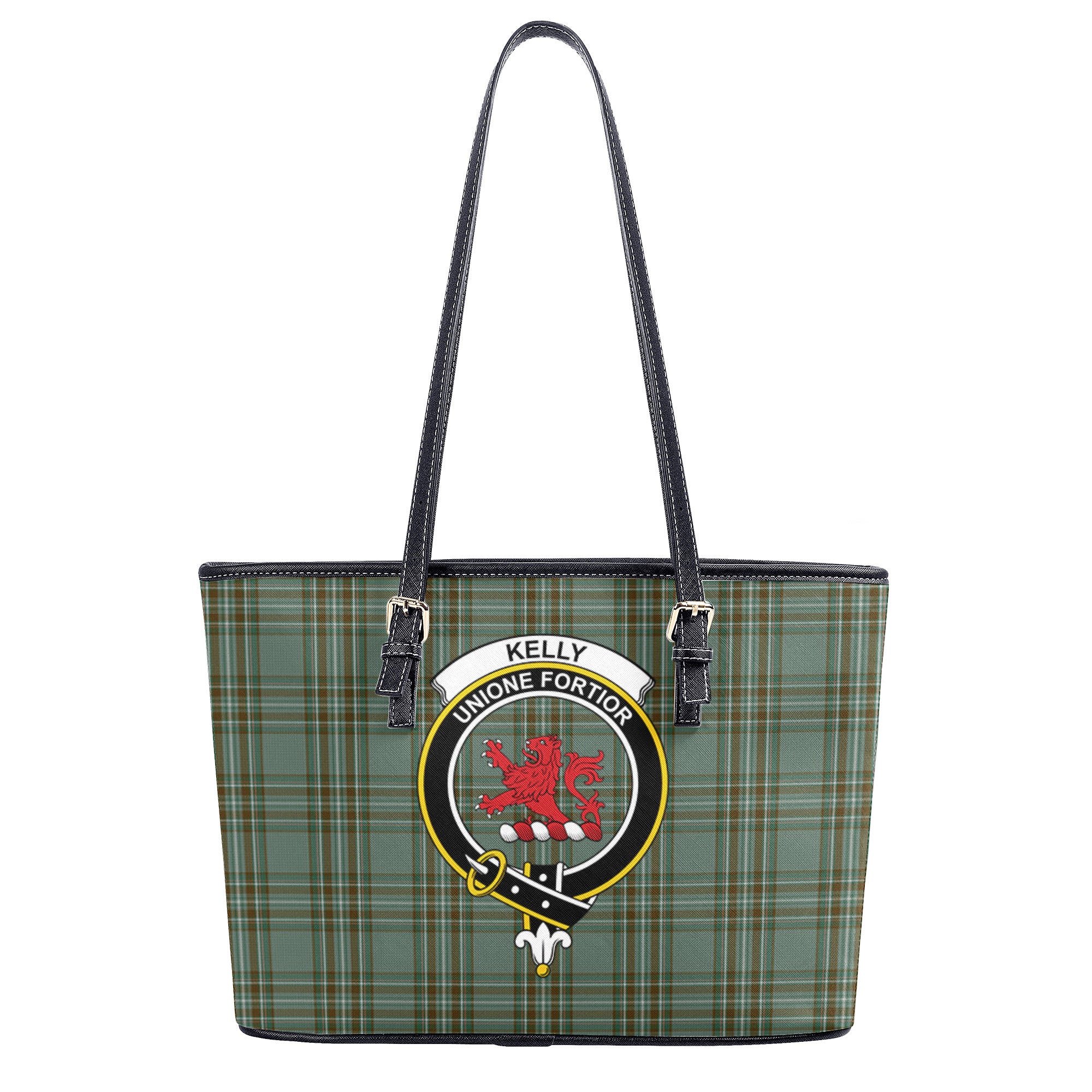 Kelly Dress Tartan Crest Leather Tote Bag