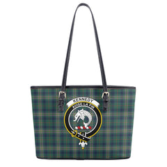 Kennedy Modern Tartan Crest Leather Tote Bag