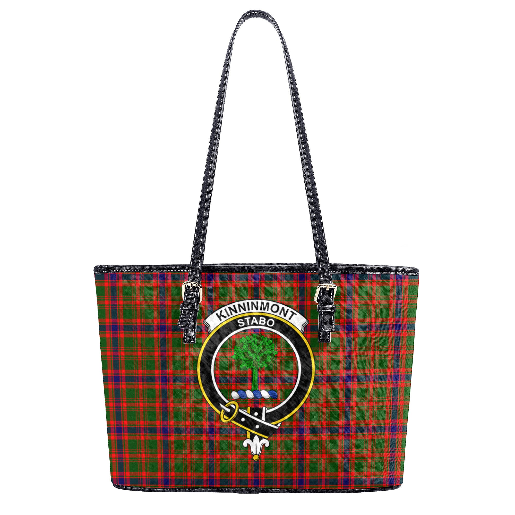 Kinninmont Tartan Crest Leather Tote Bag